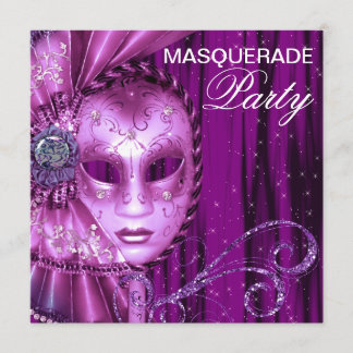Schwarzes Lila Masquerade-Party Einladung