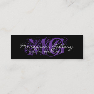 Schwarzes lila Monogramm kundengerecht Mini Visitenkarte