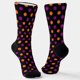 Schwarzes Lila Orange Tupfenmuster Socken