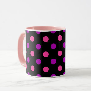 Schwarzes Lila Rosa Punkte Muster  Tasse