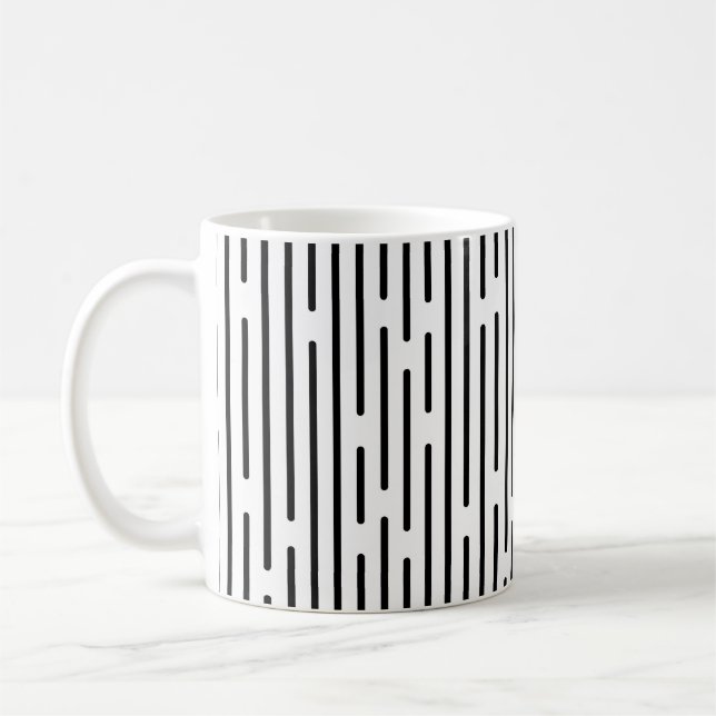Schwarzes Linien-Geometrisches Muster Kaffeetasse (Links)