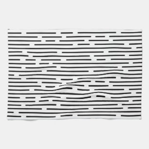 Schwarzes Liniengeometrisches Muster Geschirrtuch