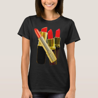 Schwarzes Lipstick-T-Shirt - Lang geschliffen T-Shirt