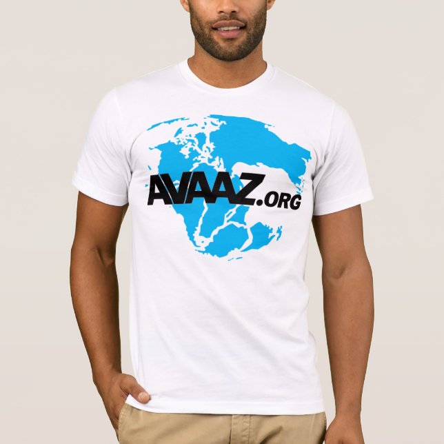 schwarzes Logo Avaaz.org und Pangea-Front T-Shirt (Vorderseite)