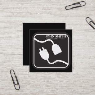Schwarzes Logo der Verlängerungsleitung für modern Quadratische Visitenkarte