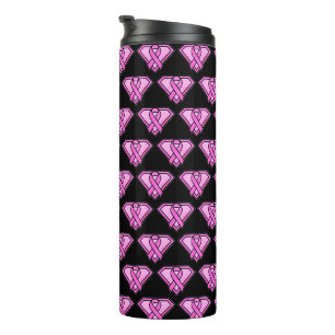 Schwarzes Logo für das Markenzeichen Brustkrebs Thermosbecher