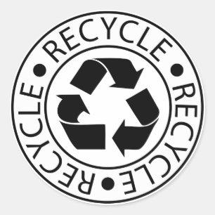 Schwarzes Logo gerecycelt Runder Aufkleber