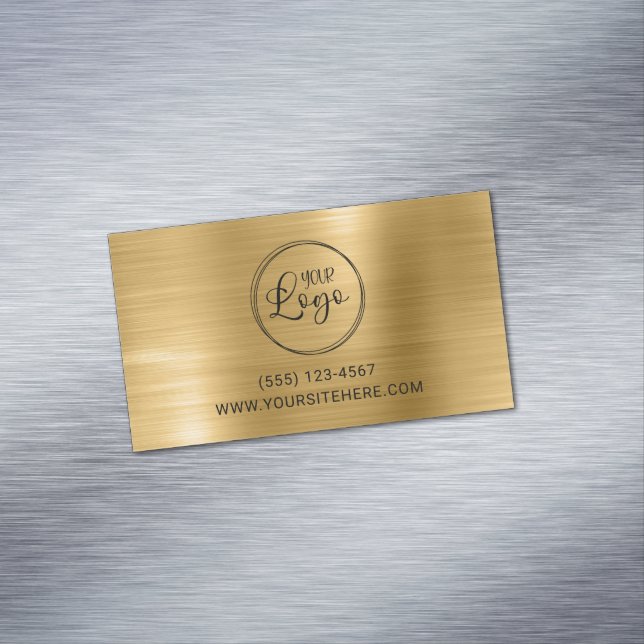 Schwarzes Logo mit Website-URL Gold-Folie Magnetische Visitenkarte (Beispiel)