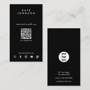 Schwarzes Logo Moderne Social Media verbinden mit  Visitenkarte