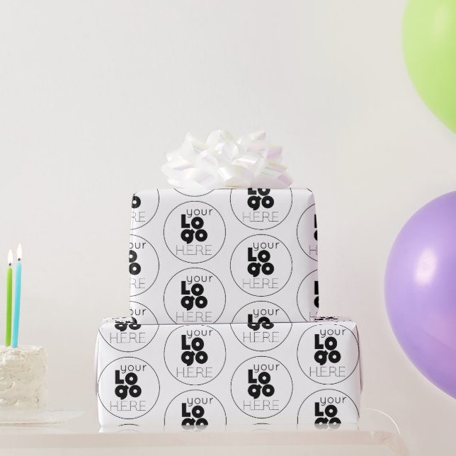 Schwarzes Logo-Muster für benutzerdefinierte Unter Geschenkpapier (Partygeschenke)