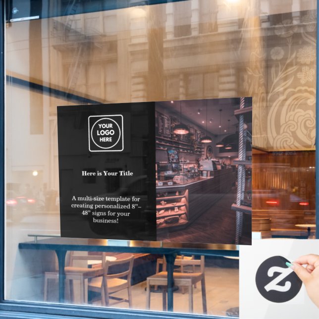 Schwarzes Logo | Stilvolles Markengeschäft Fensteraufkleber (Café-Fenster)