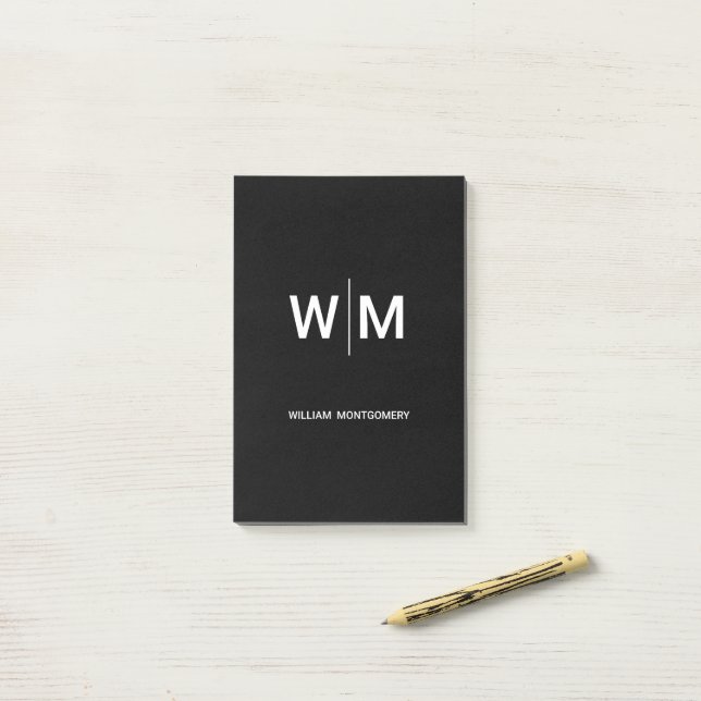 Schwarzes Logo | Unternehmen Post-it Klebezettel (Auf Schreibtisch)