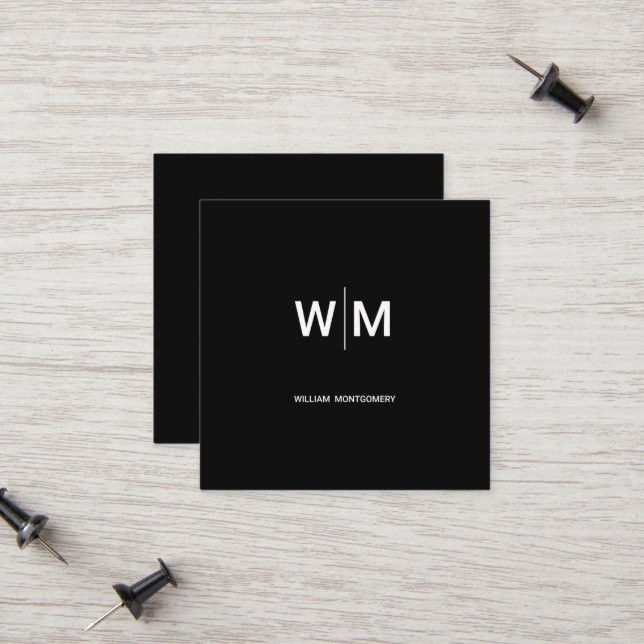 Schwarzes Logo | Unternehmen Telefonnummerkarte (Vorderseite/Rückseite Beispiel)