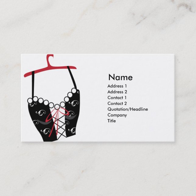 Schwarzes Longlinebra - Geschäft Visitenkarte (Vorderseite)