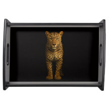 Schwarzes Luxe-Serviertablett, Majestic Leopard