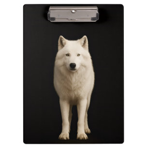 Schwarzes Luxus-Clipboard 4, Elfenbein-Arktiswolf Klemmbrett
