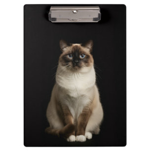 Schwarzes Luxus-Clipboard 4 mit Birma-Katze Klemmbrett
