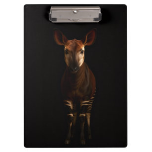 Schwarzes Luxus-Clipboard 4, Okapi im Wald Klemmbrett