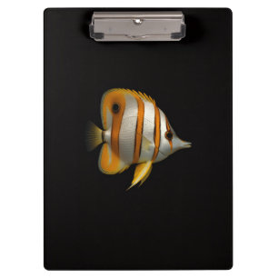 Schwarzes Luxus-Clipboard mit Reef Butterflyfish Klemmbrett