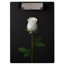 Schwarzes Luxus-Clipboard mit reiner weißer Rose