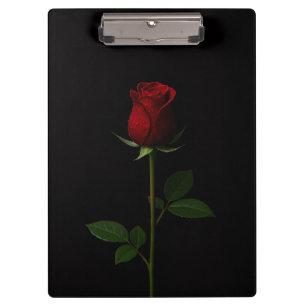 Schwarzes Luxus-Clipboard mit samtiger roter Rose Klemmbrett