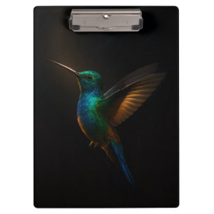 Schwarzes Luxus-Clipbord, Kolibri im Flug Klemmbrett