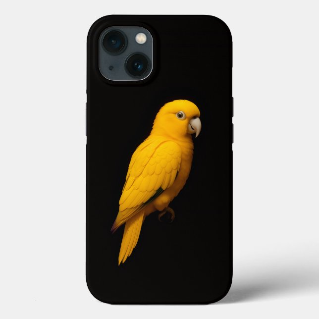 Schwarzes Luxus-iPhone 13 mit Goldsittich Case-Mate iPhone Hülle (Rückseite)