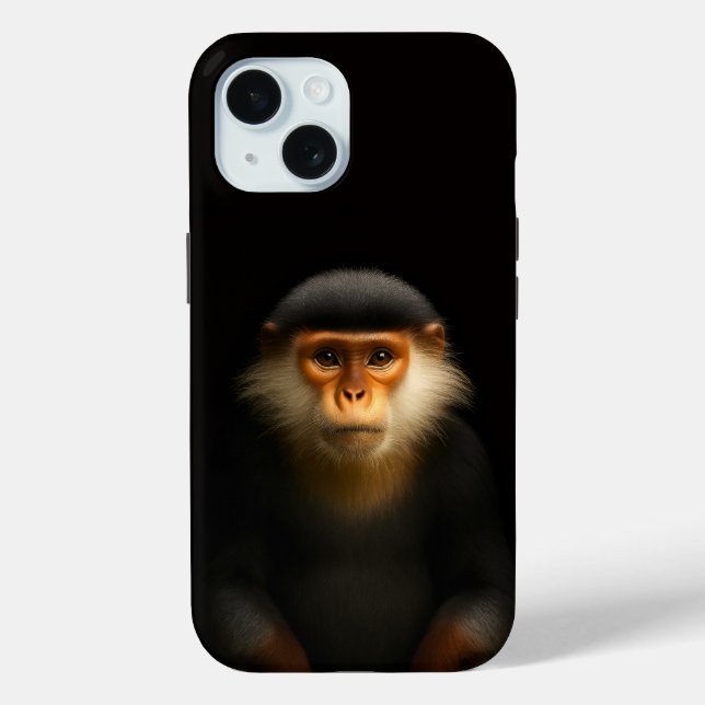Schwarzes Luxus-iPhone 15 Case-Mate mit Rotem Douc iPhone Hülle (Rückseite)