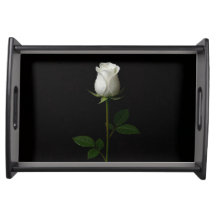 Schwarzes Luxus-Serviertablett 4, Pure White Rose