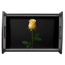 Schwarzes Luxus-Serviertablett 4, sonnengelbe Rose
