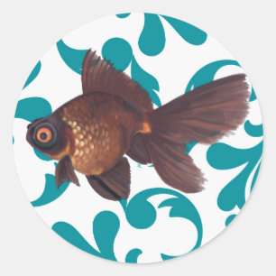 Schwarzes machen Goldfisch-Aufkleber fest Runder Aufkleber