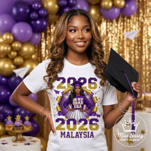 Schwarzes Mädchen Abschlussjahr 2026 Lila Gold T-Shirt