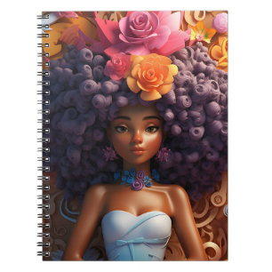 Schwarzes Mädchen Magie melanin braune Blume Notizblock