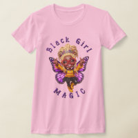 Schwarzes Mädchen Magie Schmetterling Feen Rosa T-