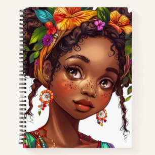 Schwarzes Mädchen Melanin Schwester afrikanisch Af Notizbuch