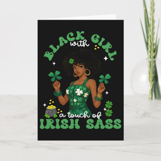 Schwarzes Mädchen mit irischen S St. Patrick's Day Karte (Vorderseite)