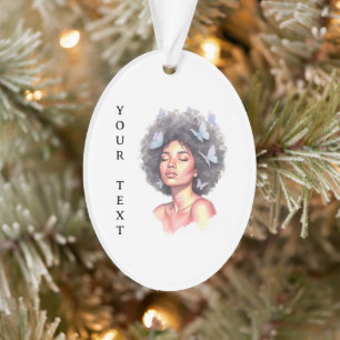Schwarzes Mädchen Pastell Minimalistische Butterfl Ornament