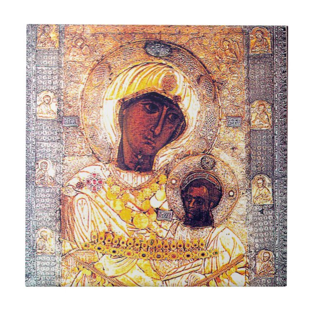 Schwarzes Madonna Fliese (Vorderseite)
