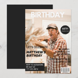 Schwarzes Magazin-Coverfoto 68. Geburtstag Einladung