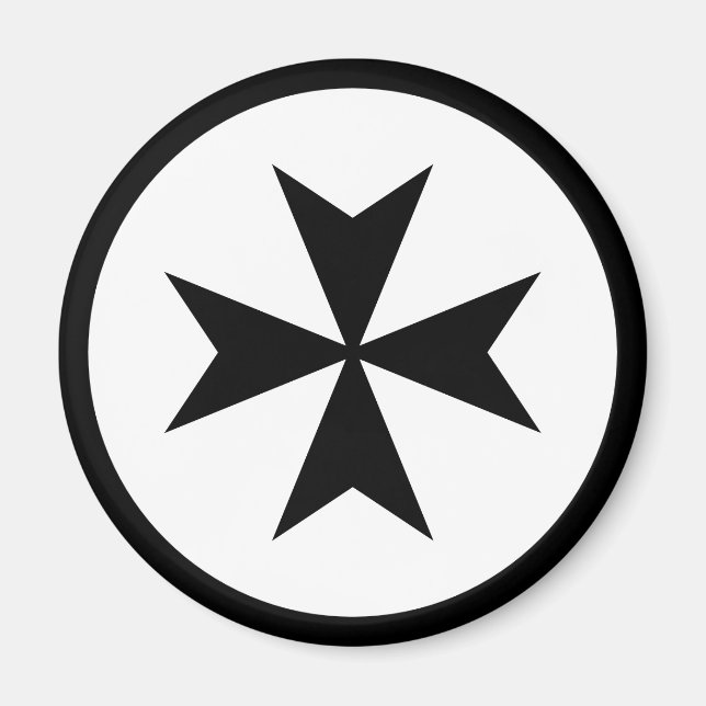 Schwarzes Malteserkreuz Magnet (Vorne)