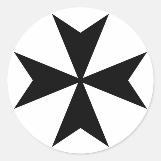 Schwarzes Malteserkreuz Runder Aufkleber (Vorderseite)