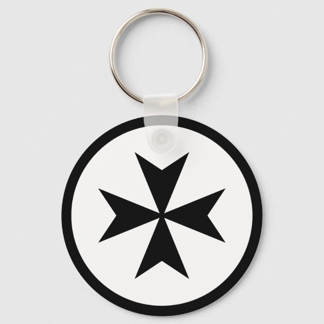 Schwarzes Malteserkreuz Schlüsselanhänger (Vorderseite)
