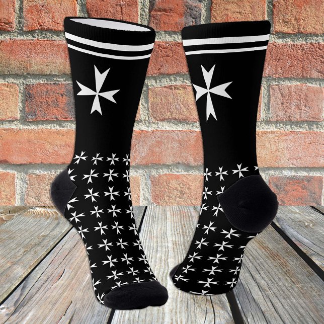 Schwarzes Malteserkreuz, St. John, maltesische Fla Socken (Von Creator hochgeladen)