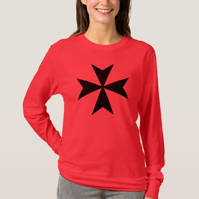 Schwarzes Malteserkreuz T-Shirt (Vorderseite)