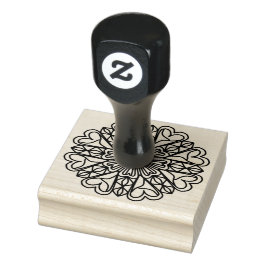 Schwarzes Mandala-Emblem-Herzen Gummistempel