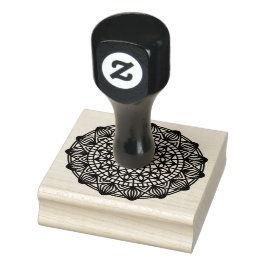 Schwarzes Mandala-Emblem rund Gummistempel