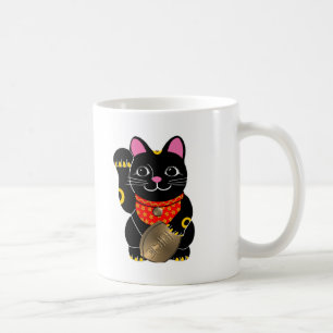 Schwarzes Maneki Neko Kaffeetasse