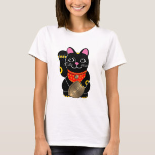 Schwarzes Maneki Neko T-Shirt