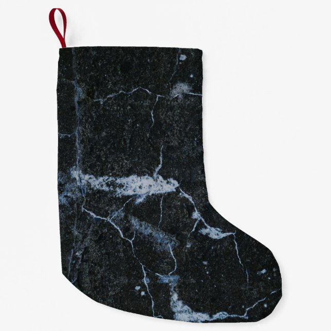 Schwarzes Marmormuster Kleiner Weihnachtsstrumpf (Vorderseite)