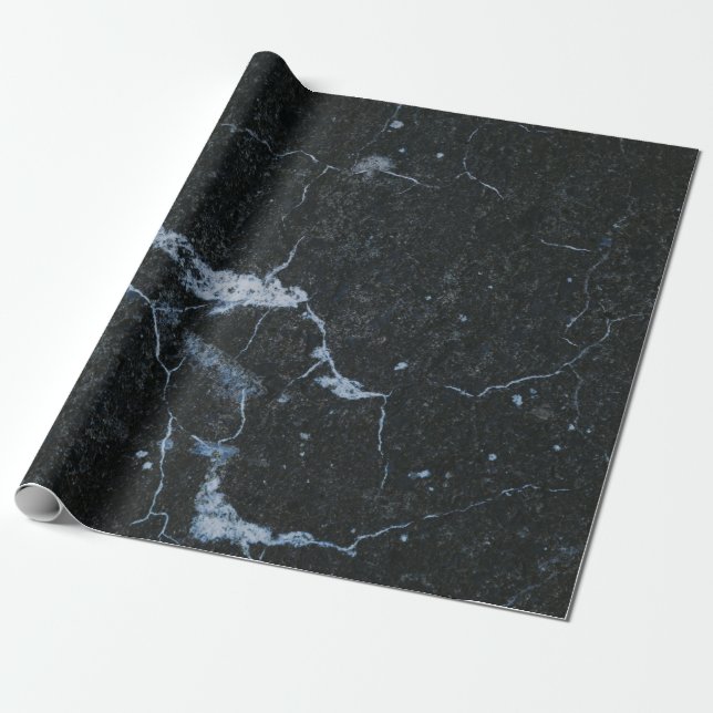 Schwarzes Marmorsteinmuster Geschenkpapier (Ungerollt)